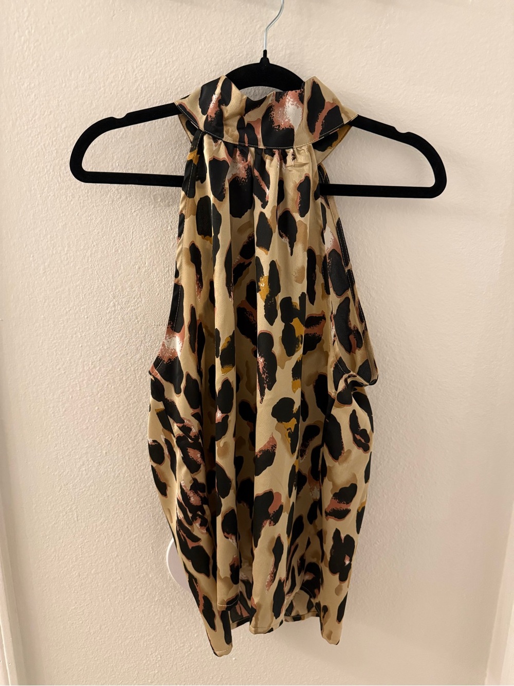 SHEIN Beige and Black Leopard Halter Top